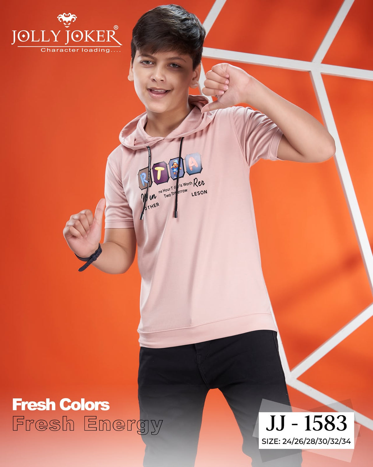 Jj 1583 Chest Rope Jolly Joker Tencil Boys Hoodies Supplier Gujarat