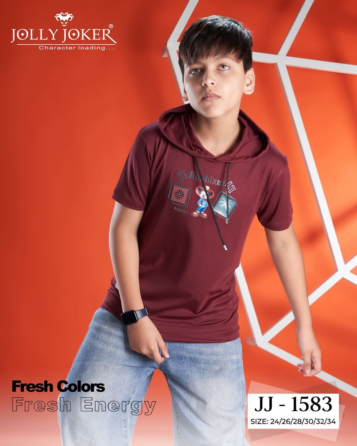 Jj 1583 Chest Rope Jolly Joker Tencil Boys Hoodies Supplier Gujarat