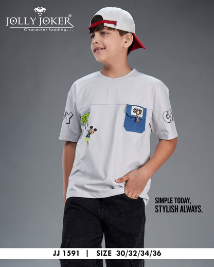Jj 1591 Cut N Sew Jolly Joker Cotton Lycra Boys Tshirt Wholesale Rate