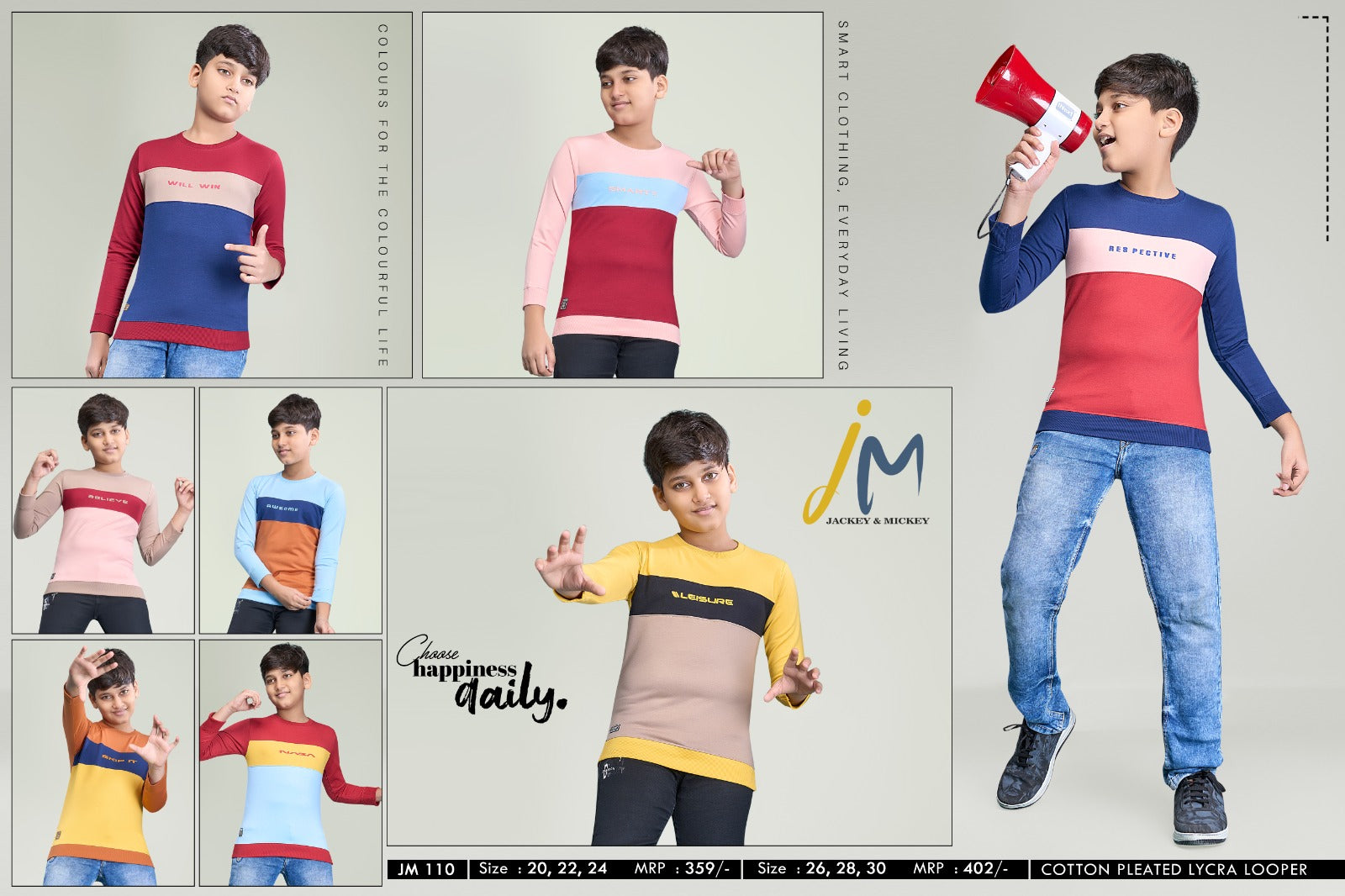 Jm 110 Jackey N Mickey Lycra Looper Boys Tshirt Wholesale