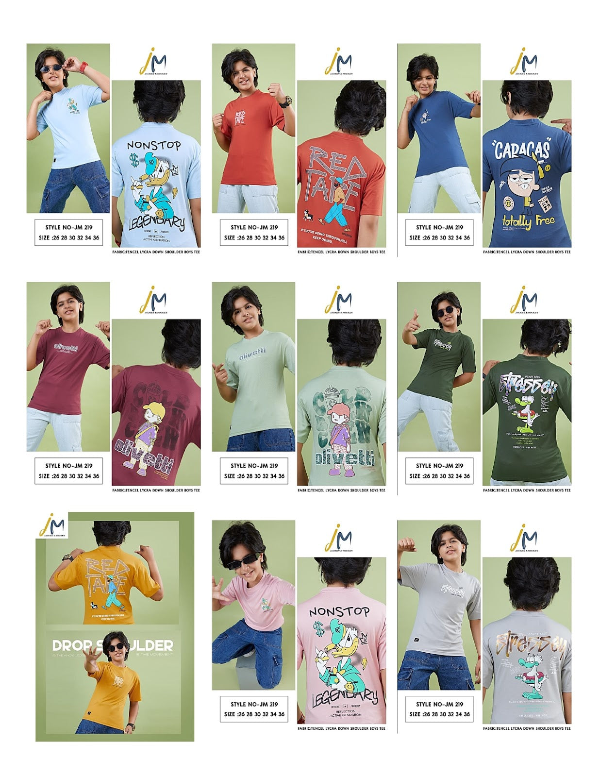 Jm 219 Jackey N Mickey Tencil Lycra Boys Tshirt Wholesale Price