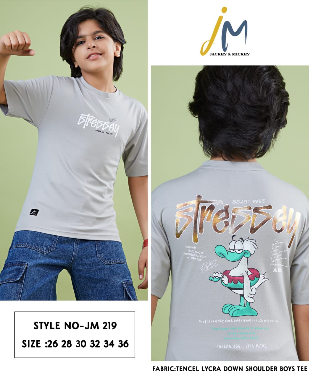 Jm 219 Jackey N Mickey Tencil Lycra Boys Tshirt Wholesale Price