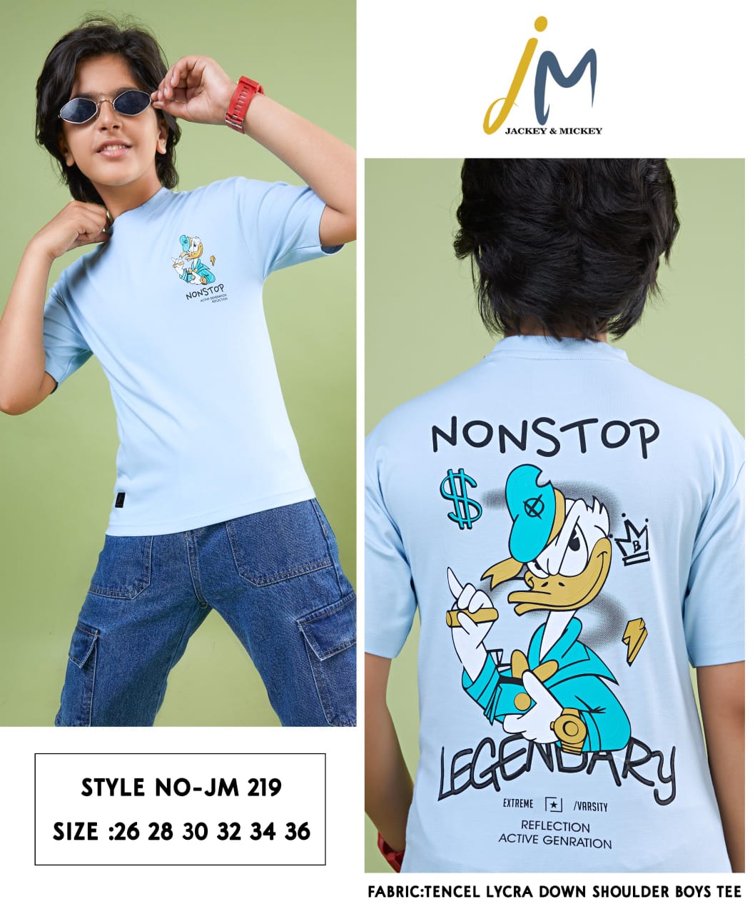 Jm 219 Jackey N Mickey Tencil Lycra Boys Tshirt Wholesale Price