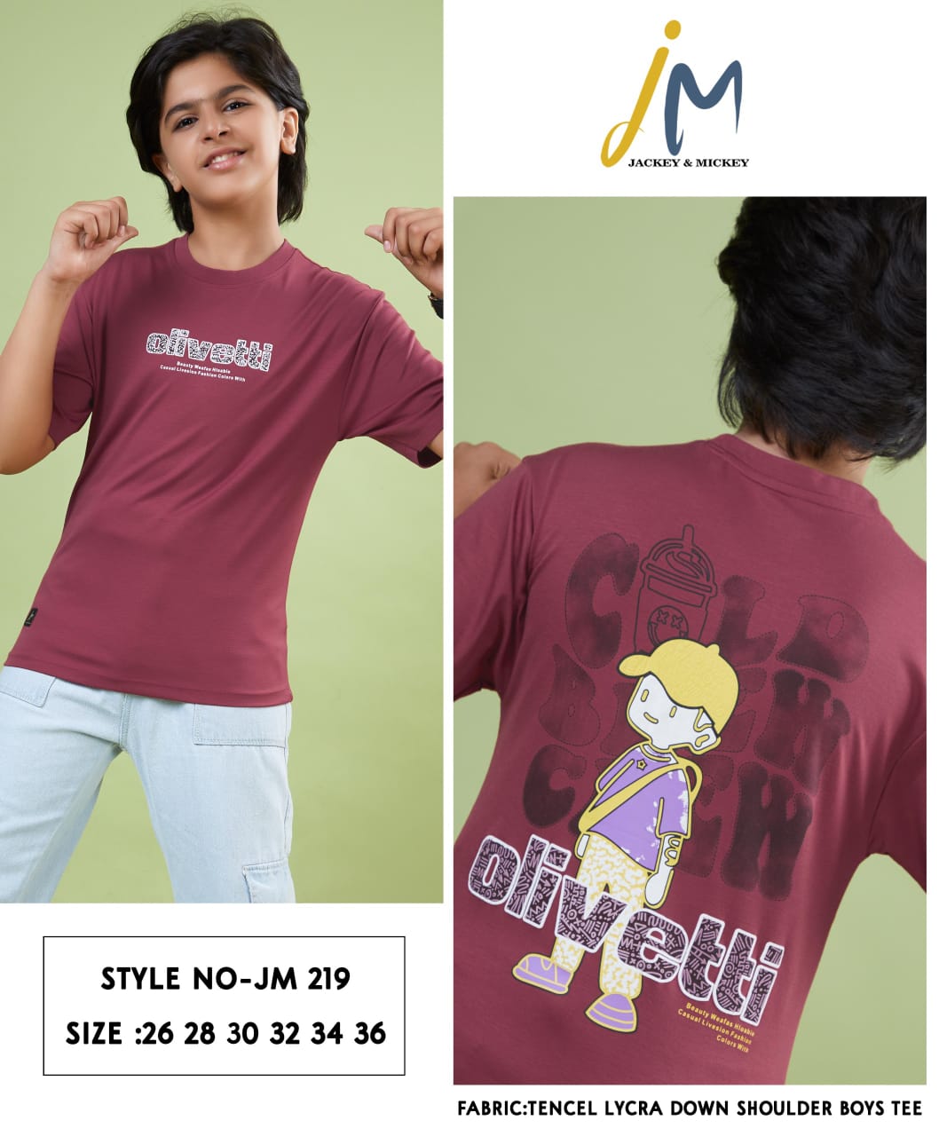 Jm 219 Jackey N Mickey Tencil Lycra Boys Tshirt Wholesale Price