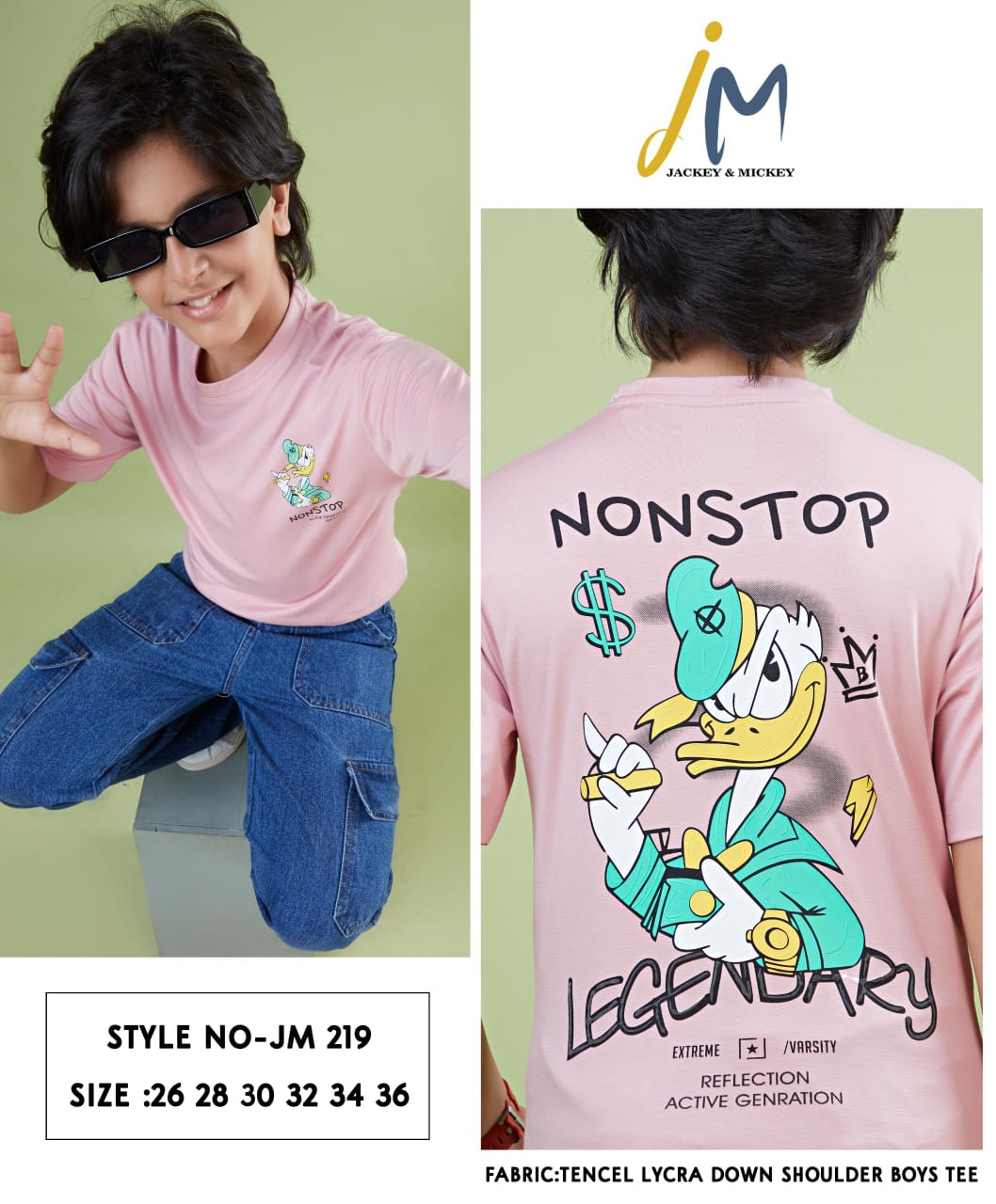 Jm 219 Jackey N Mickey Tencil Lycra Boys Tshirt Wholesale Price