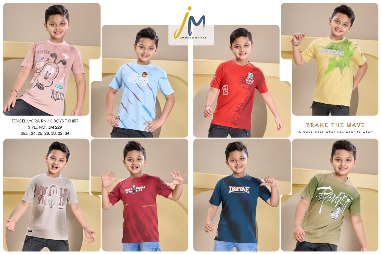Jm 229 Jackey N Mickey Tencil Lycra Boys Tshirt Wholesale Price