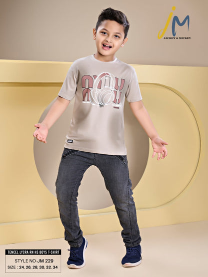 Jm 229 Jackey N Mickey Tencil Lycra Boys Tshirt Wholesale Price
