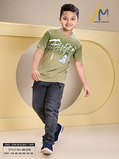 Jm 229 Jackey N Mickey Tencil Lycra Boys Tshirt Wholesale Price