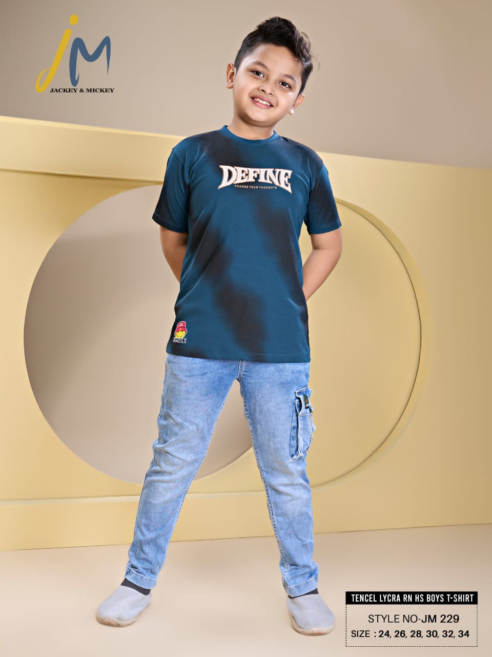 Jm 229 Jackey N Mickey Tencil Lycra Boys Tshirt Wholesale Price