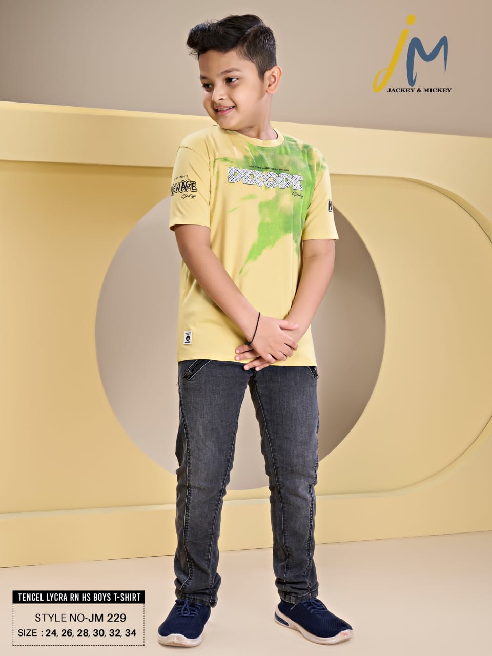 Jm 229 Jackey N Mickey Tencil Lycra Boys Tshirt Wholesale Price