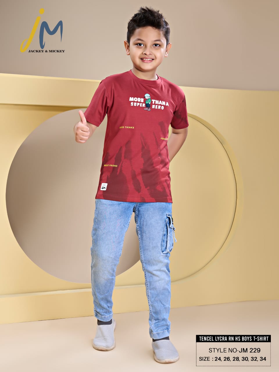 Jm 229 Jackey N Mickey Tencil Lycra Boys Tshirt Wholesale Price