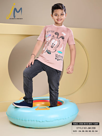 Jm 229 Jackey N Mickey Tencil Lycra Boys Tshirt Wholesale Price