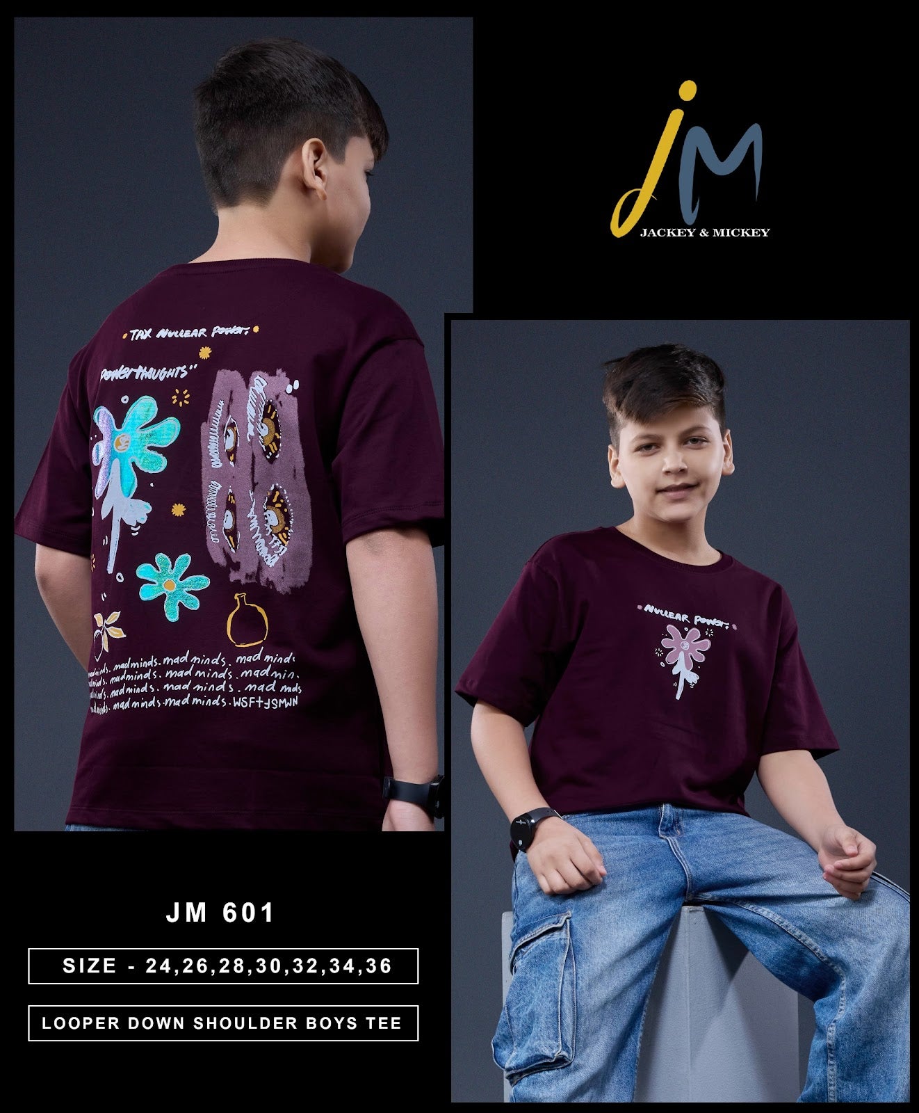 Jm 601 Jackey N Mickey Looper Boys Tshirt Exporter India