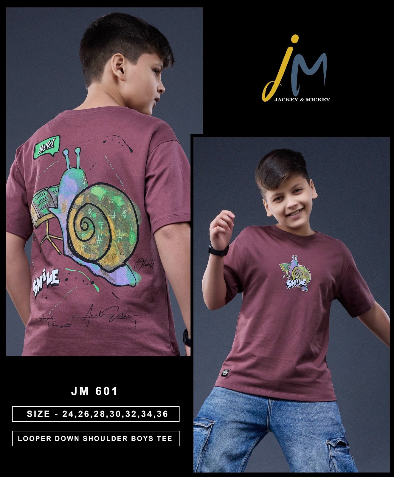 Jm 601 Jackey N Mickey Looper Boys Tshirt Exporter India