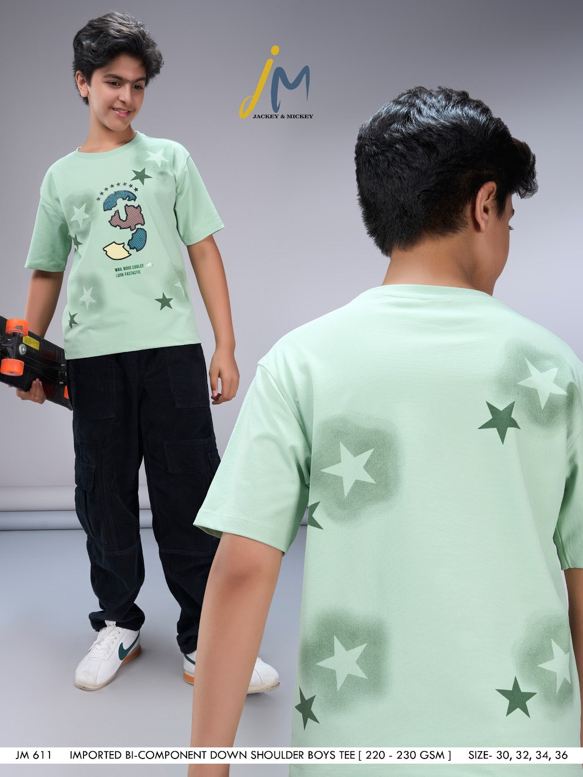 Jm 611 Drop Shoulder Jackey N Mickey Knit Boys Tshirt Wholesale