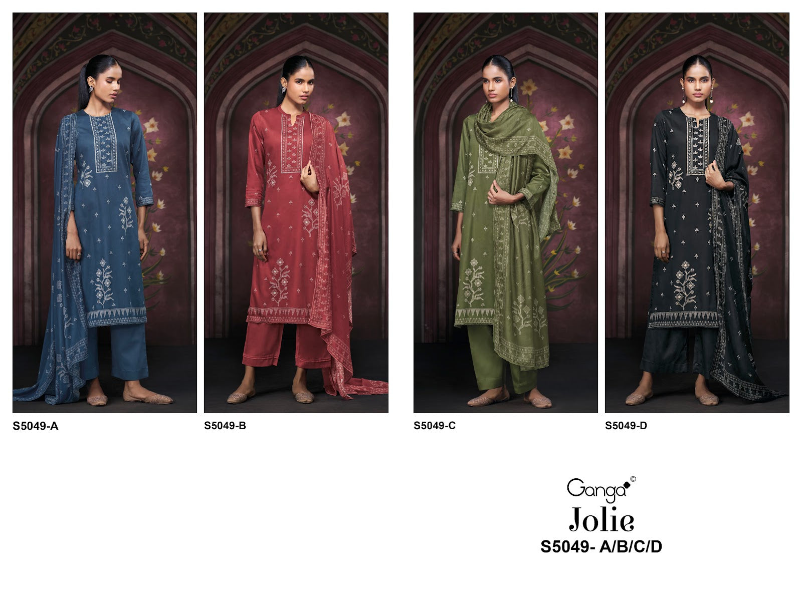 Jolie S5049 Ganga Cotton Satin Pant Style Suits Wholesale Price