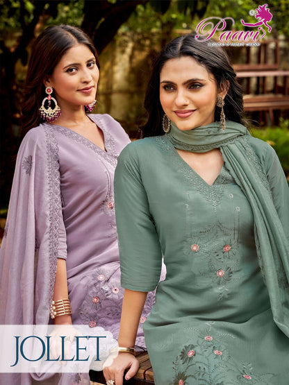 Jollet Paavi Mal Chanderi Readymade Pant Style Suits Wholesaler India