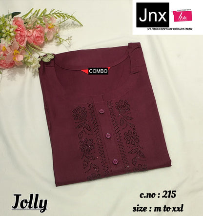 Jolly Jnx Liva Rayon Straight Cut Kurtis Exporter Gujarat