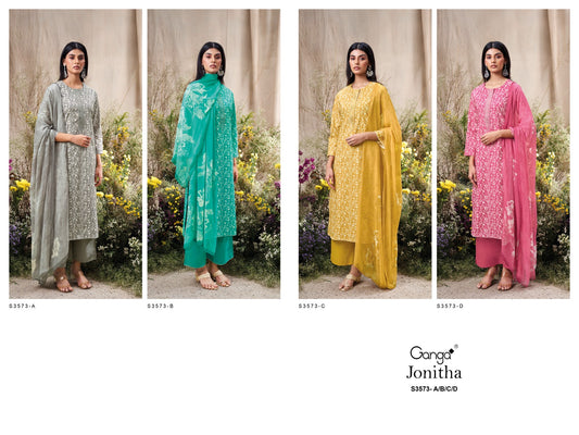 Jonitha 3573 Ganga Premium Cotton Pant Style Suits Wholesaler