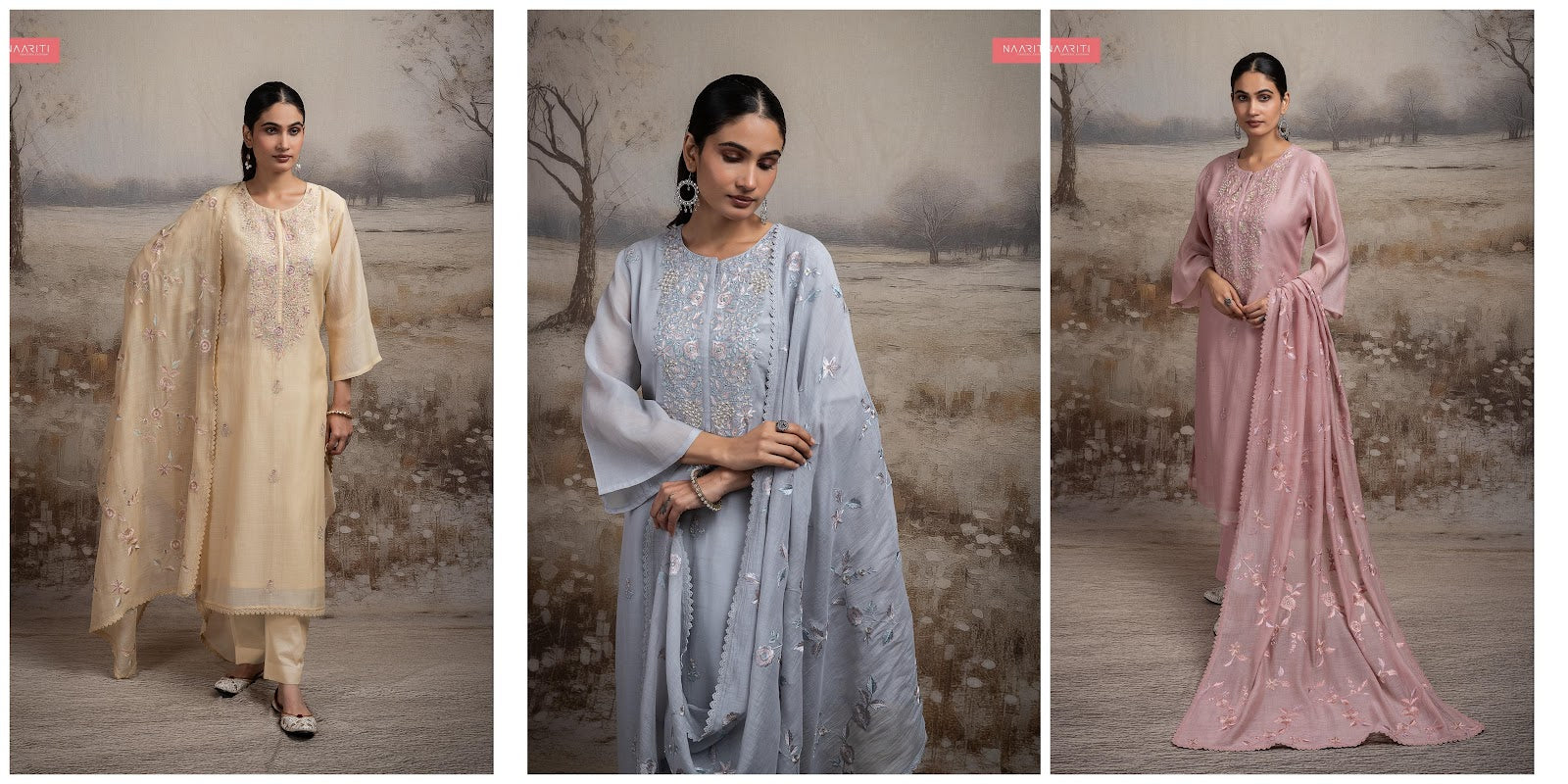 Joorim 2591 Naariti Mul Chanderi Pant Style Suits Exporter Ahmedabad