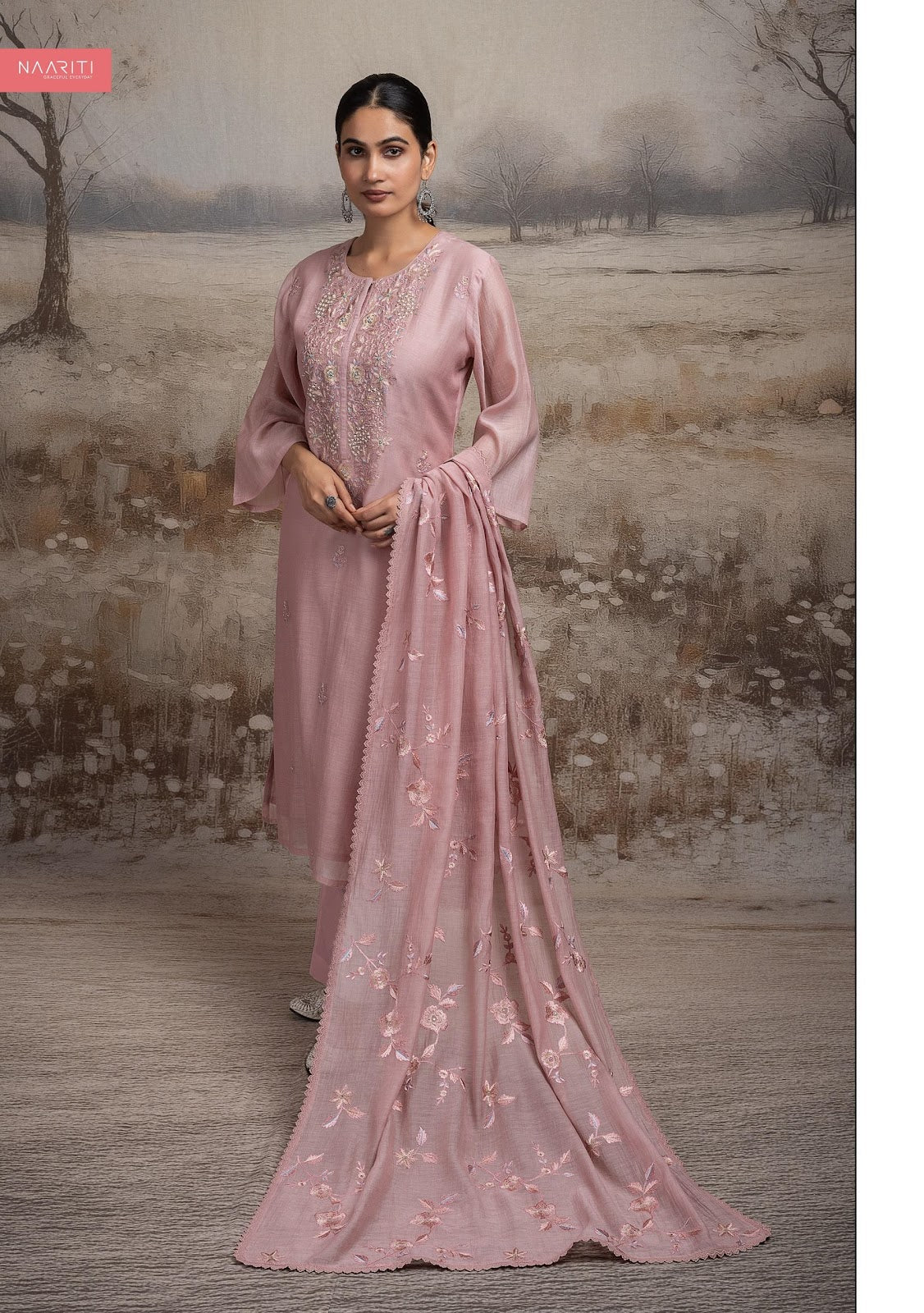 Joorim 2591 Naariti Mul Chanderi Pant Style Suits Exporter Ahmedabad