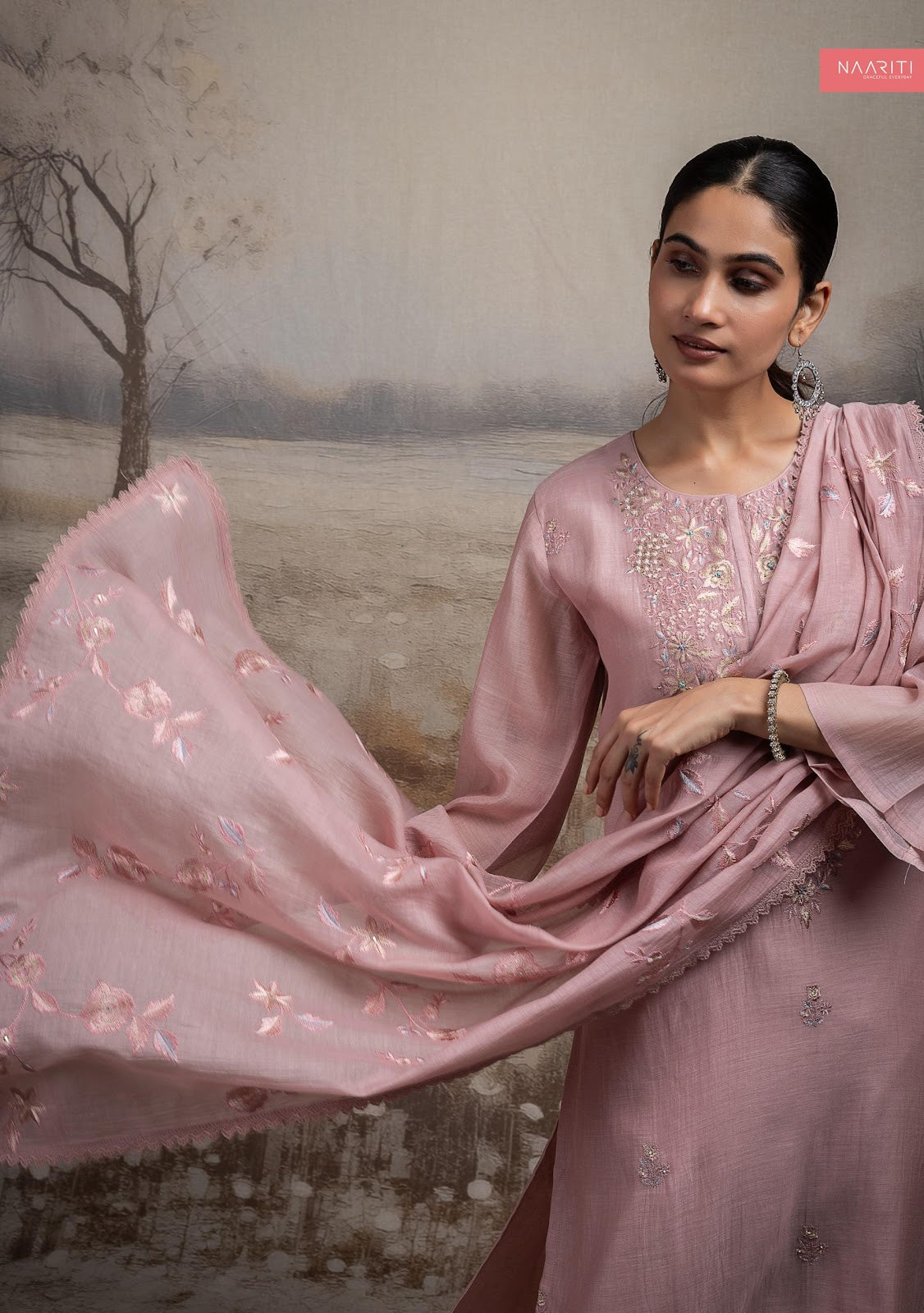Joorim 2591 Naariti Mul Chanderi Pant Style Suits Exporter Ahmedabad