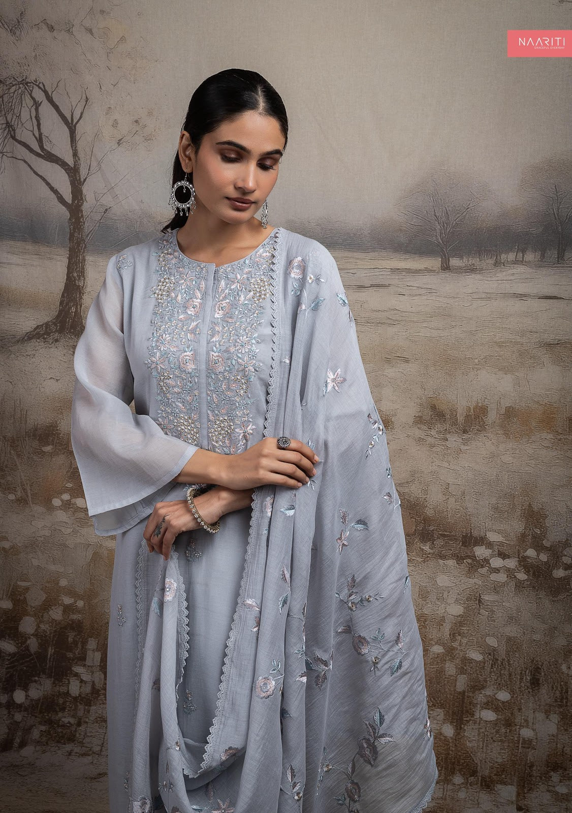 Joorim 2591 Naariti Mul Chanderi Pant Style Suits Exporter Ahmedabad