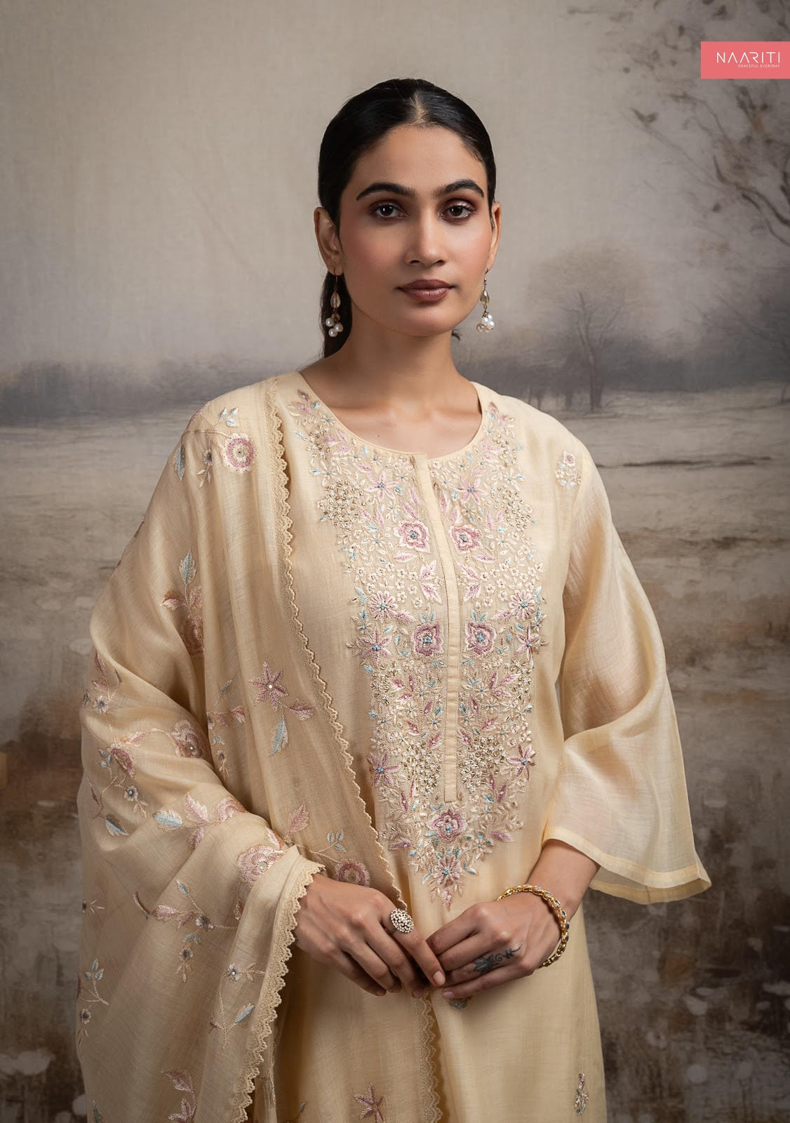 Joorim 2591 Naariti Mul Chanderi Pant Style Suits Exporter Ahmedabad