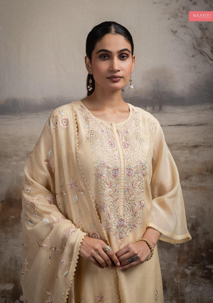 Joorim 2591 Naariti Mul Chanderi Pant Style Suits Exporter Ahmedabad