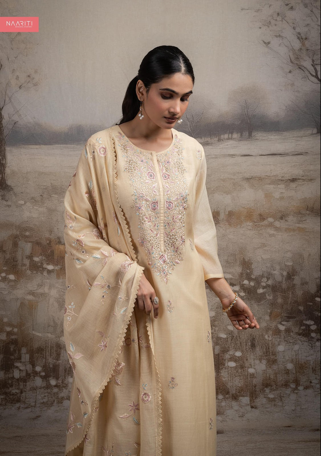 Joorim 2591 Naariti Mul Chanderi Pant Style Suits Exporter Ahmedabad
