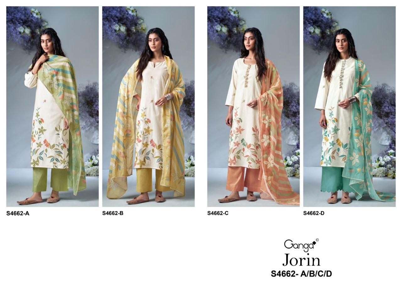 Jorin 4662 Ganga Cotton Pant Style Suits Wholesaler India