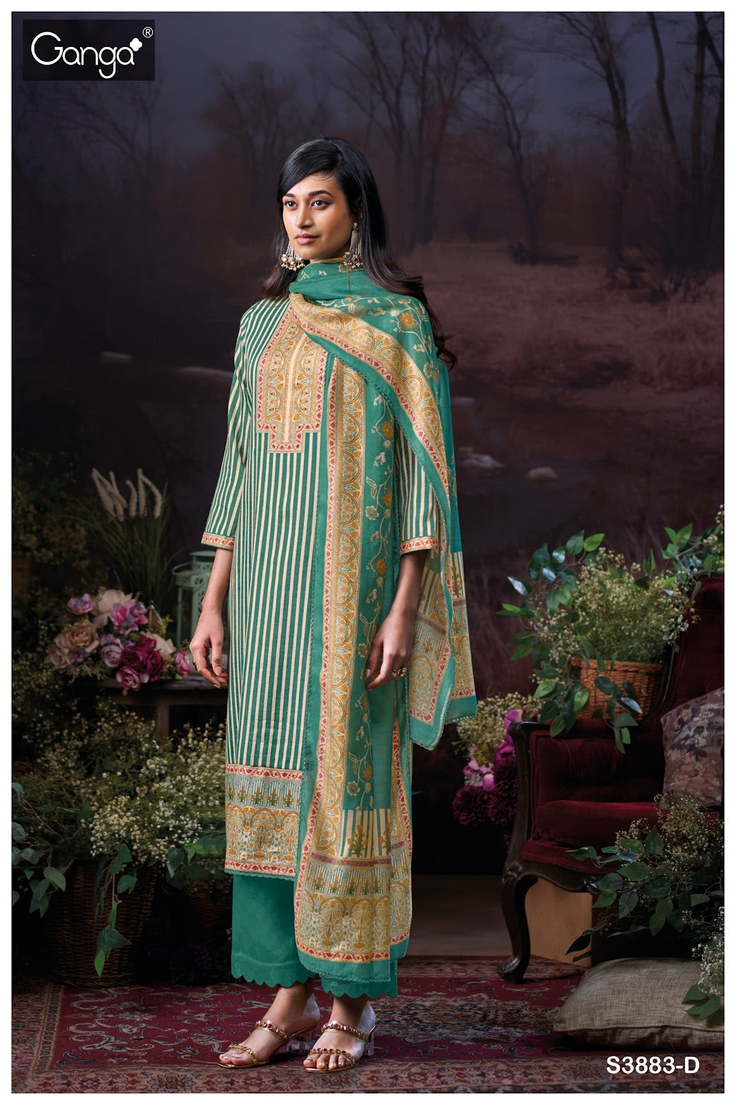 Josette 3883 Ganga Premium Cotton Plazzo Style Suits Exporter India