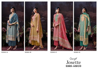 Josette 3883 Ganga Premium Cotton Plazzo Style Suits Exporter India