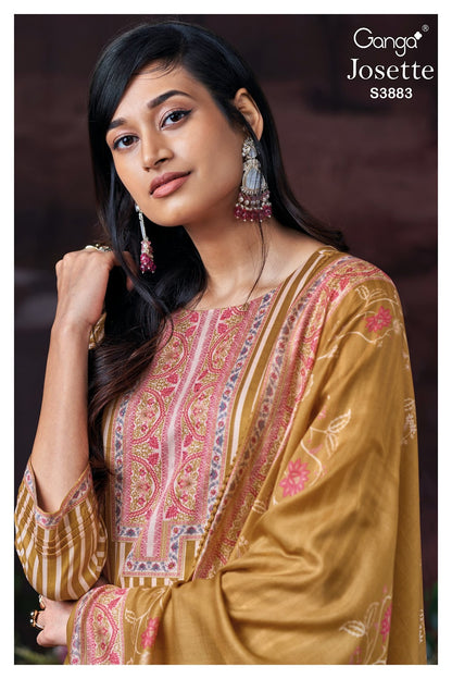 Josette 3883 Ganga Premium Cotton Plazzo Style Suits Exporter India