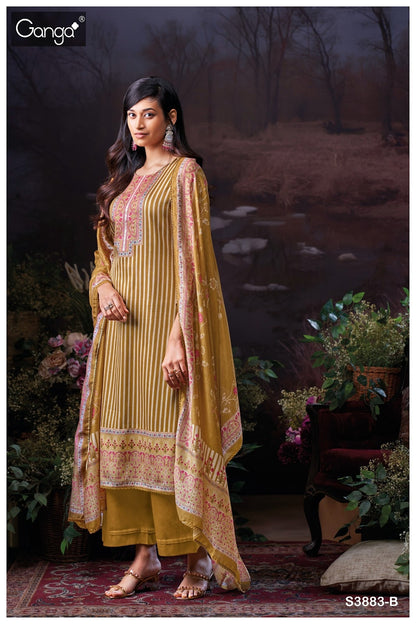 Josette 3883 Ganga Premium Cotton Plazzo Style Suits Exporter India
