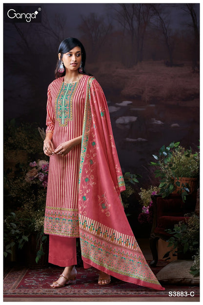 Josette 3883 Ganga Premium Cotton Plazzo Style Suits Exporter India