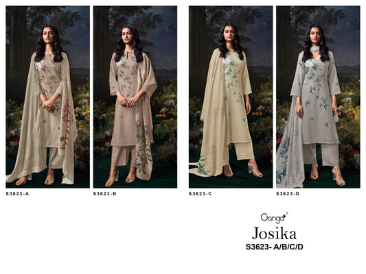 Josika 3623 Ganga Premium Cotton Pant Style Suits Wholesaler Ahmedabad