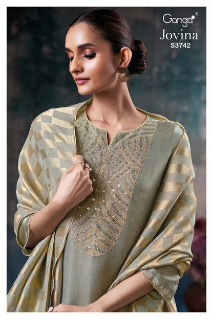 Jovina 3742 Ganga Premium Bemberg Plazzo Style Suits Supplier Gujarat