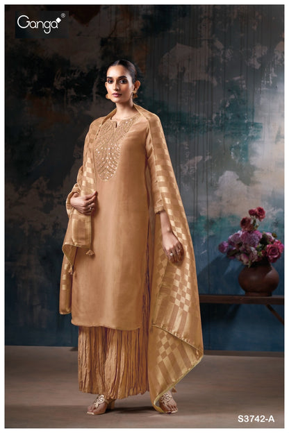 Jovina 3742 Ganga Premium Bemberg Plazzo Style Suits Supplier Gujarat