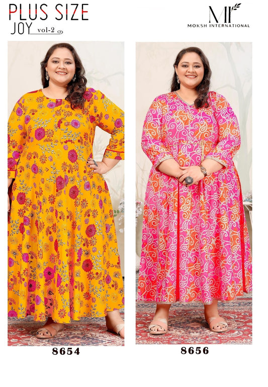 Joy Vol 2 Moksh Rayon Plus Size Kurtis Wholesale Rate