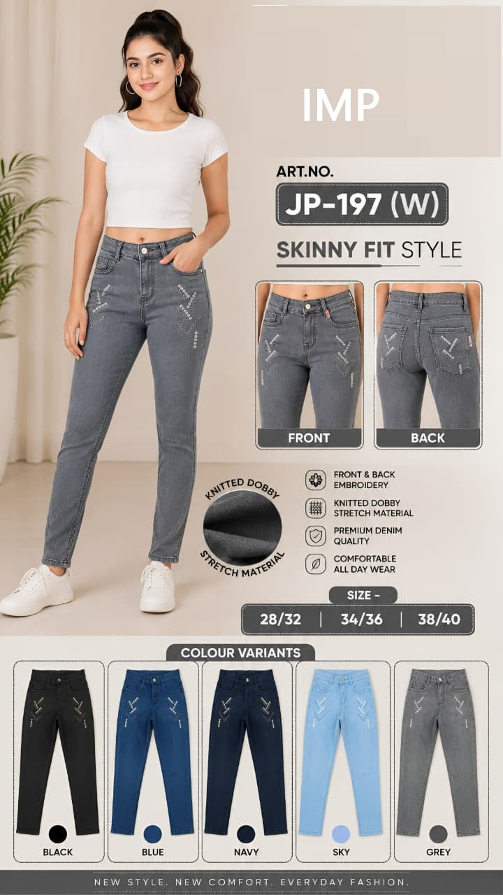 Jp-197 (W) Skinny Fit Imp Knitted Women Pants Wholesaler Gujarat