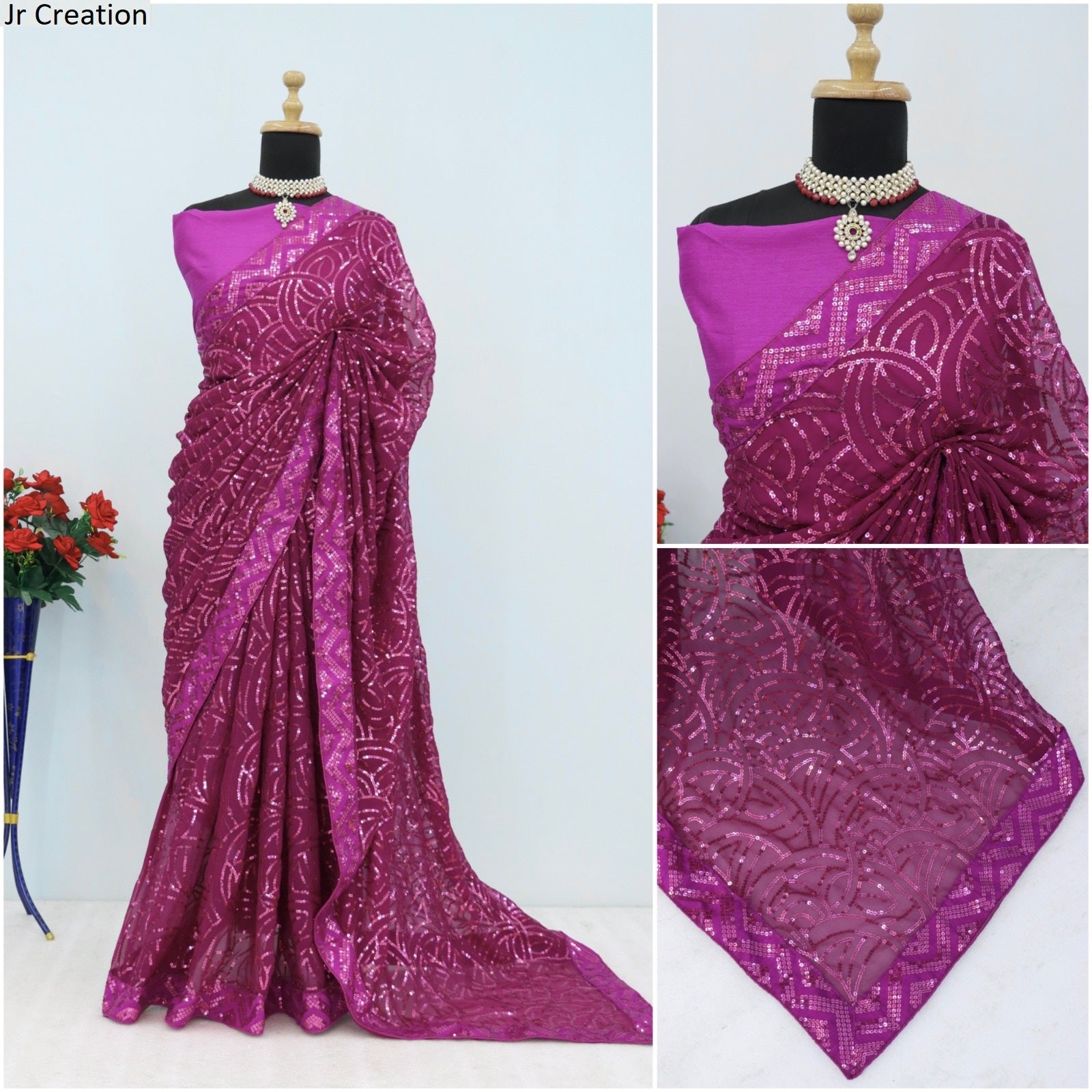 Jr 605 Jr Creation Georgette Sarees Supplier Gujarat