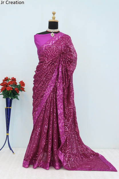 Jr 605 Jr Creation Georgette Sarees Supplier Gujarat