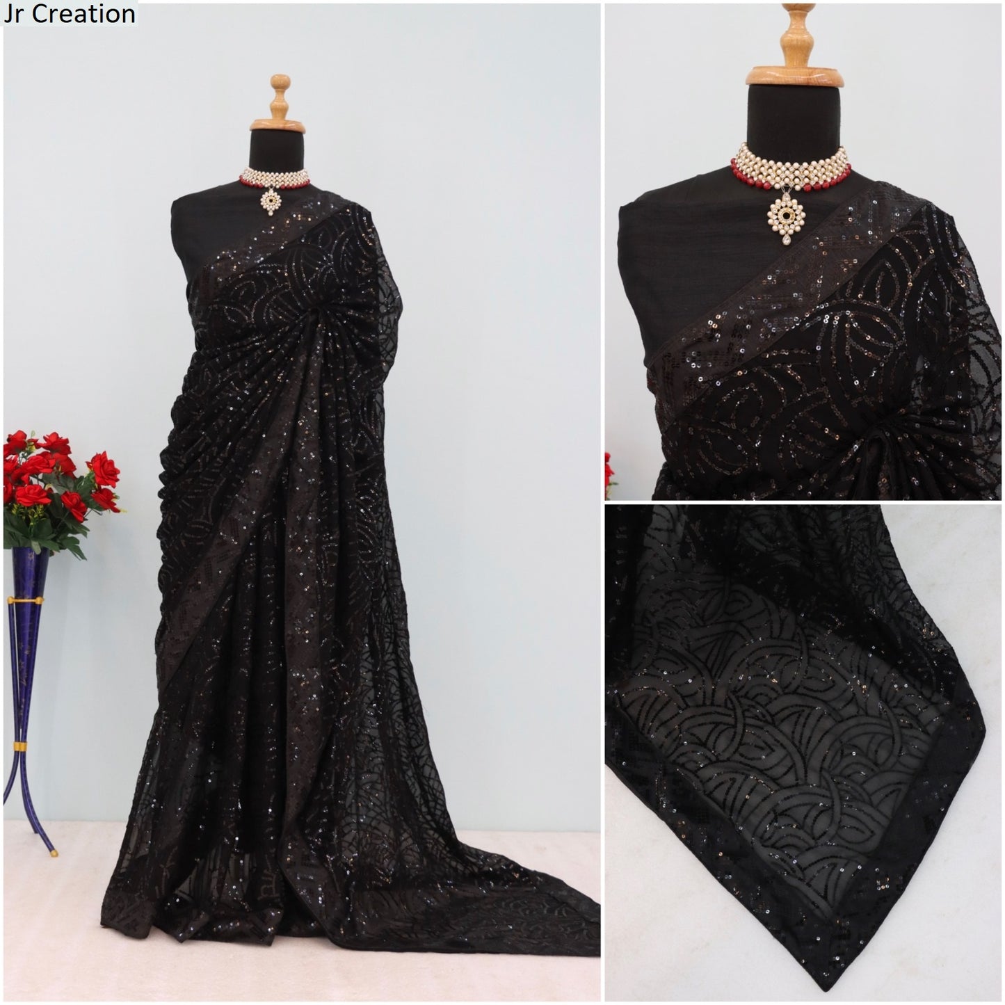 Jr 605 Jr Creation Georgette Sarees Supplier Gujarat