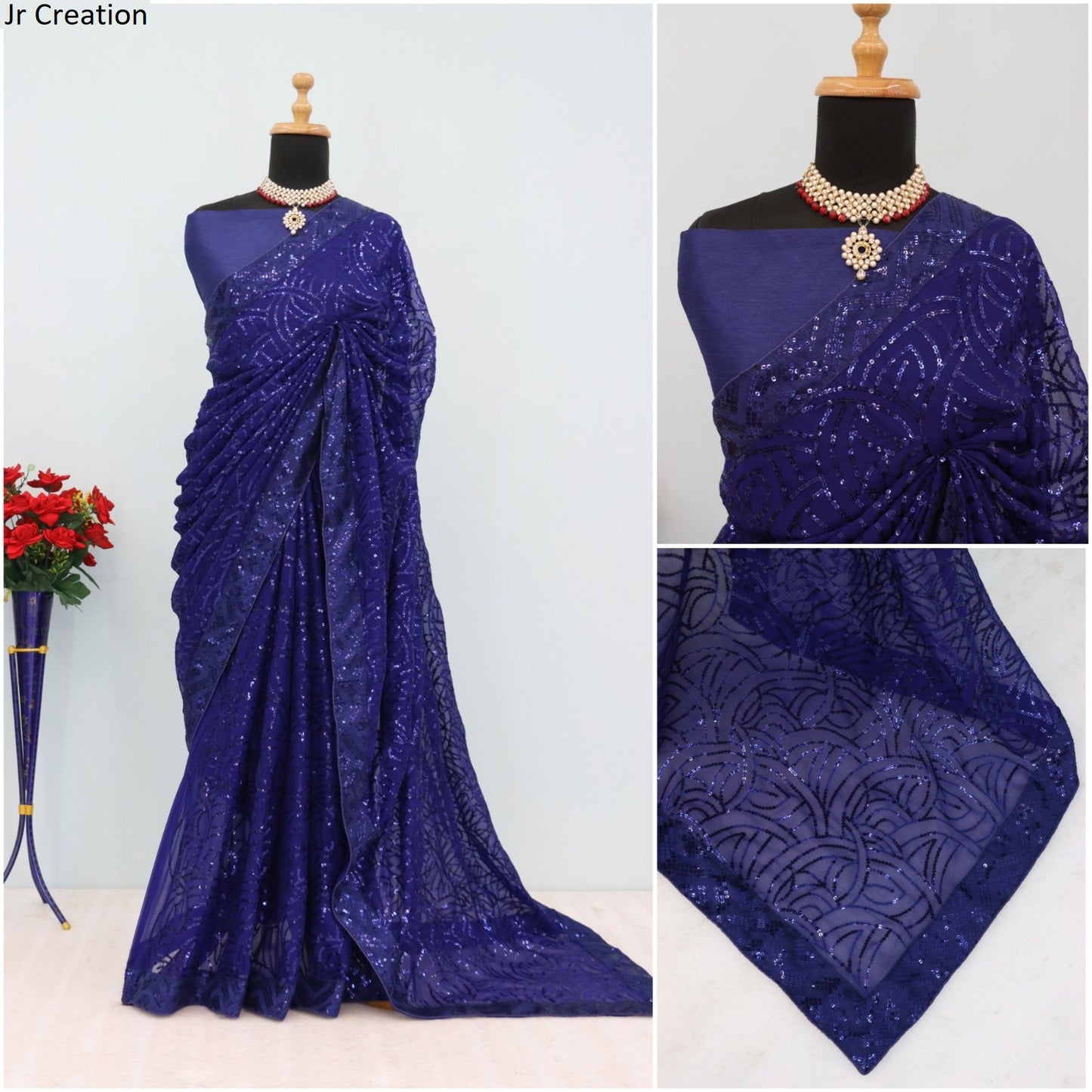 Jr 605 Jr Creation Georgette Sarees Supplier Gujarat