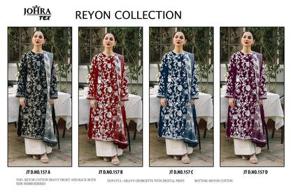 Jt-157Abcd Johra Tex Cotton Rayon Pakistani Salwar Suits Exporter