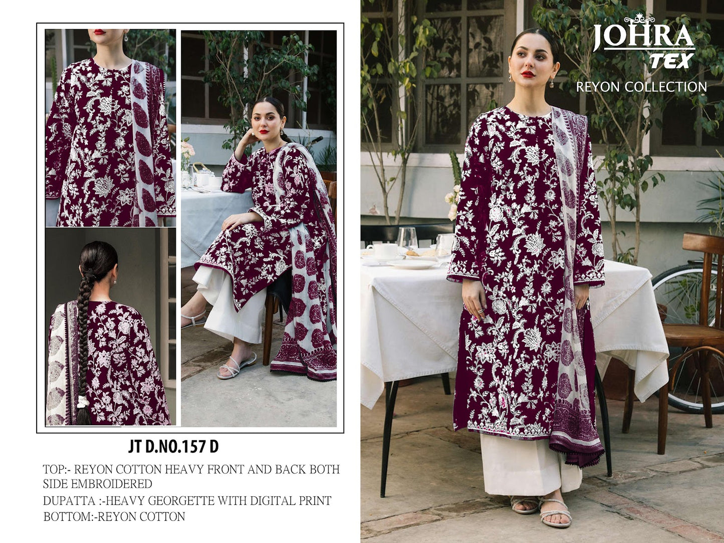 Jt-157Abcd Johra Tex Cotton Rayon Pakistani Salwar Suits Exporter