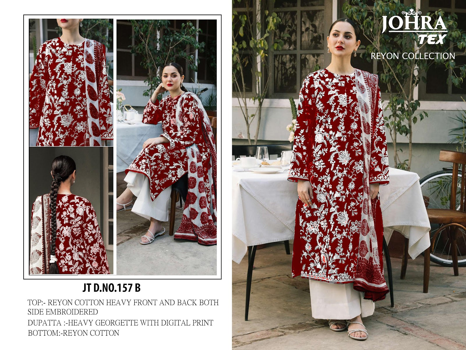 Jt-157Abcd Johra Tex Cotton Rayon Pakistani Salwar Suits Exporter