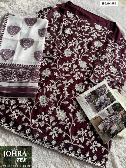 Jt-157Abcd Johra Tex Cotton Rayon Pakistani Salwar Suits Exporter