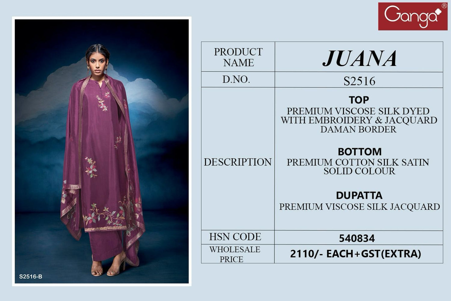Juana-2516 Ganga Viscose Silk Plazzo Style Suits